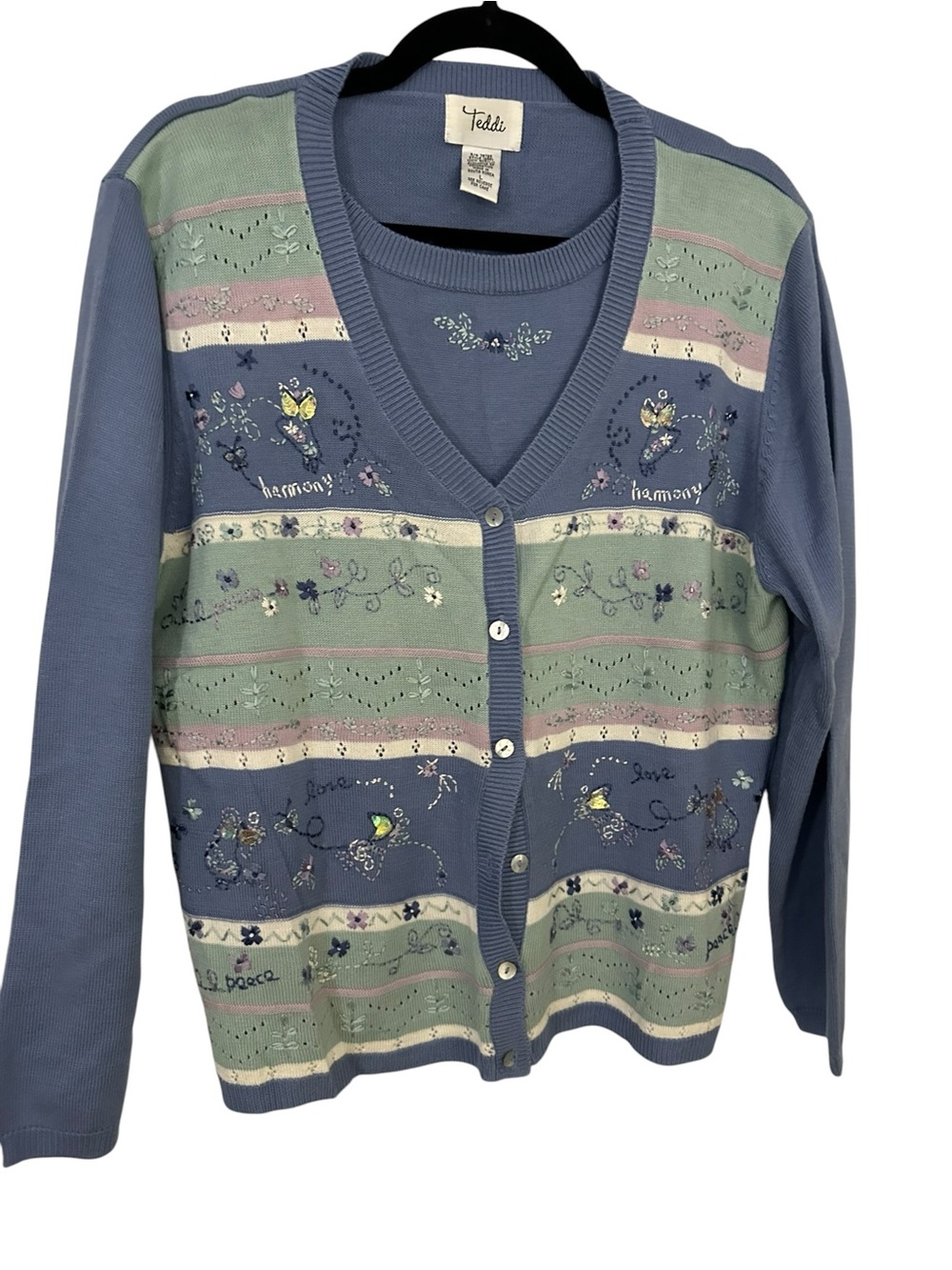 Teddi VTG Embroidered Twinset Sweater